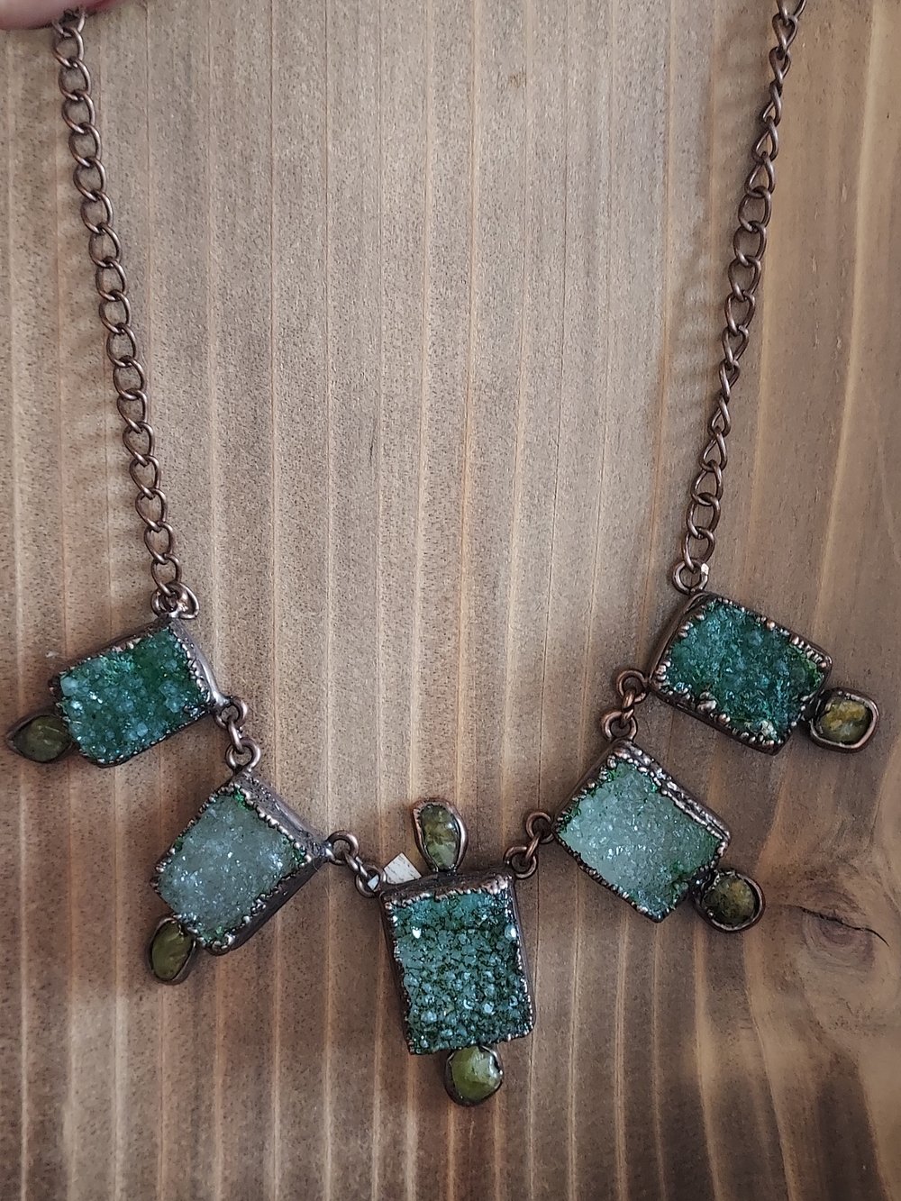 Green Druzy Stone Necklace - Women Jewelry